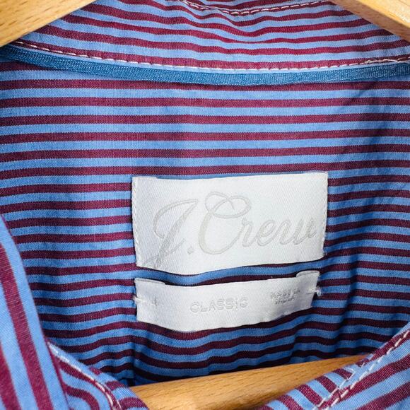 J. Crew Striped Cotton Poplin Shirt Dress Classic Fit Belted Button Front Sz 4 - Picture 3 of 9